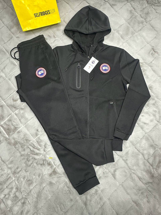 Canada Goose CG Logo Huron Mens Hooded Tracksuits in Multiple Colors Best Sale UK Reps AAA Quality