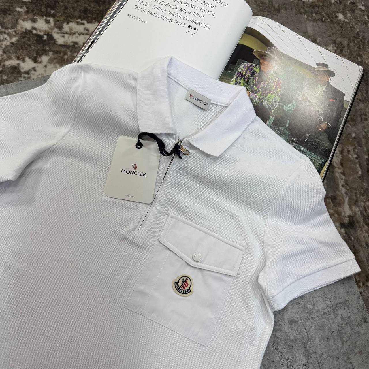 Moncler Men Luxury Men Collection Black Quarter-Zip Polo Shirt UK Reps AAA Quality