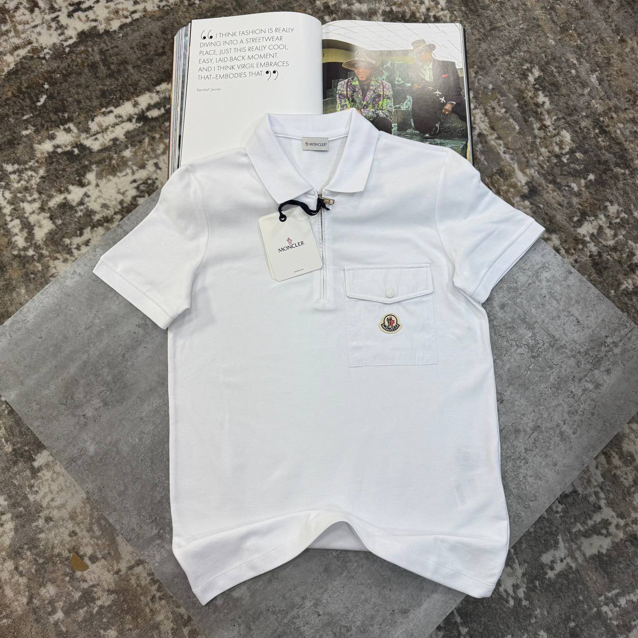 Moncler Men Luxury Men Collection Black Quarter-Zip Polo Shirt UK Reps AAA Quality