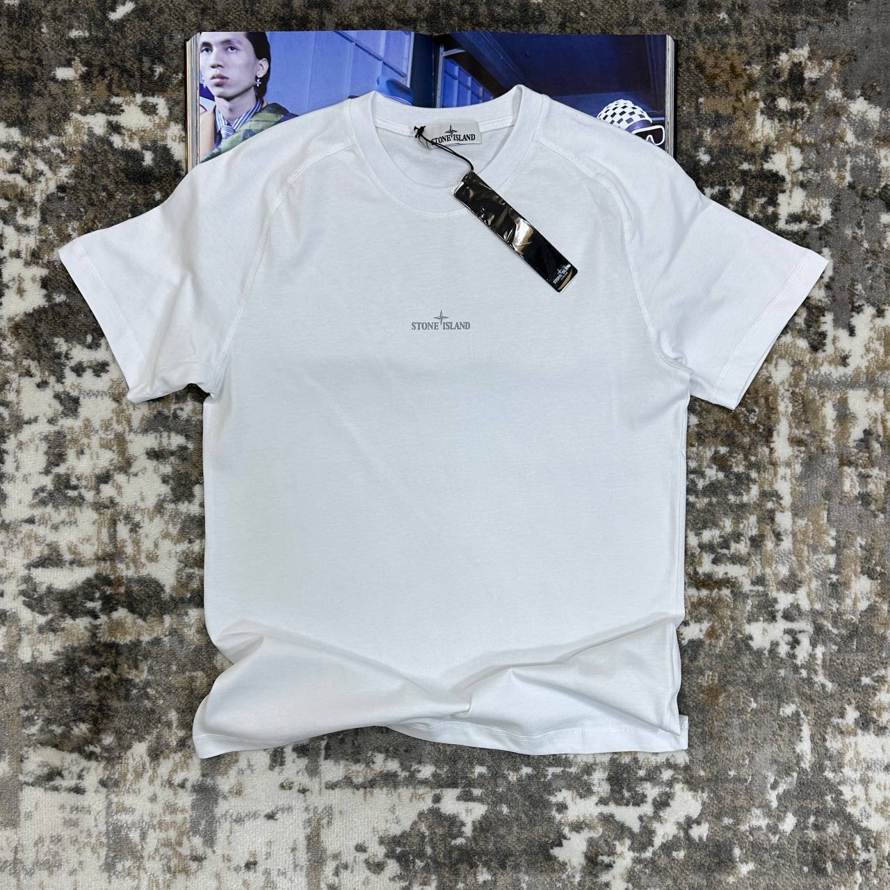 Stone Island Compass-Printed Crewneck T-Shirts Mens in Multiple Colors UK Reps AAA Quality