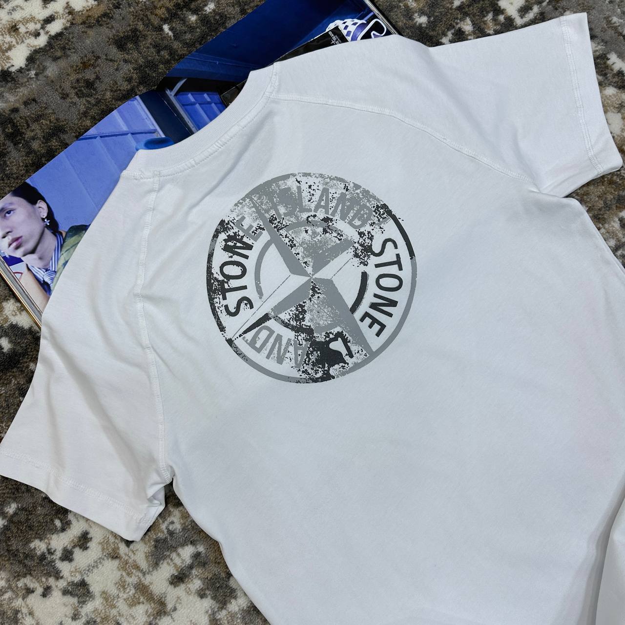 Stone Island Compass-Printed Crewneck T-Shirts Mens in Multiple Colors UK Reps AAA Quality