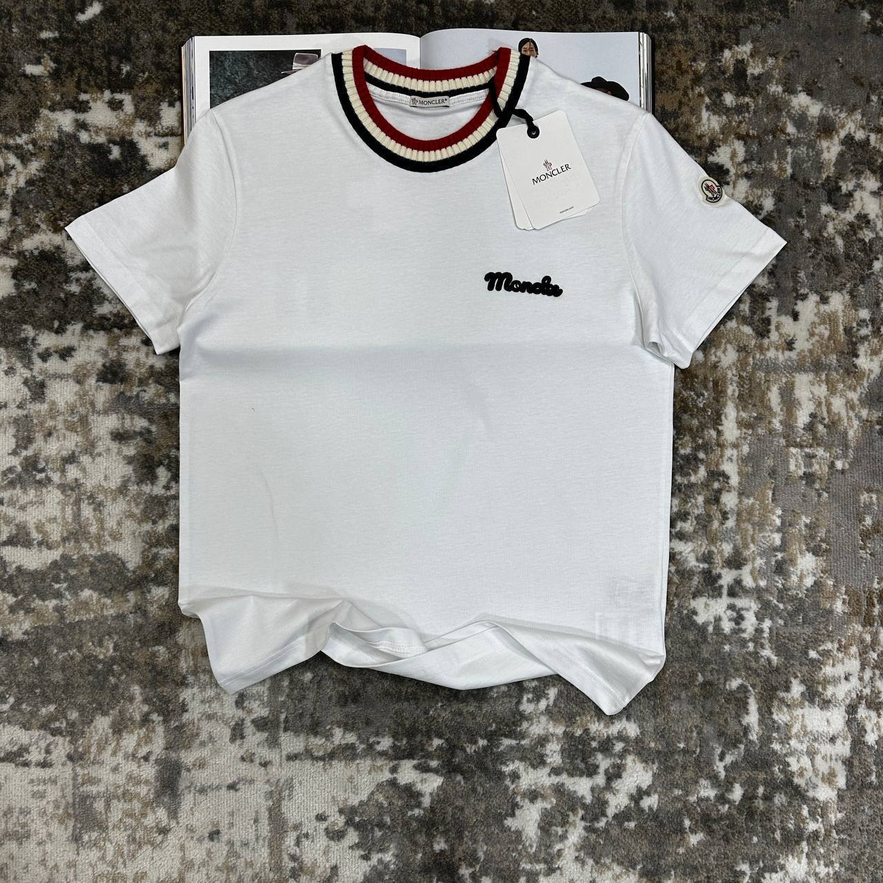 Moncler Ribbed-Trim Logo- Embroidered Cotton T-Shirts Mens in Multiple Colors Best Sale UK Reps AAA Quality