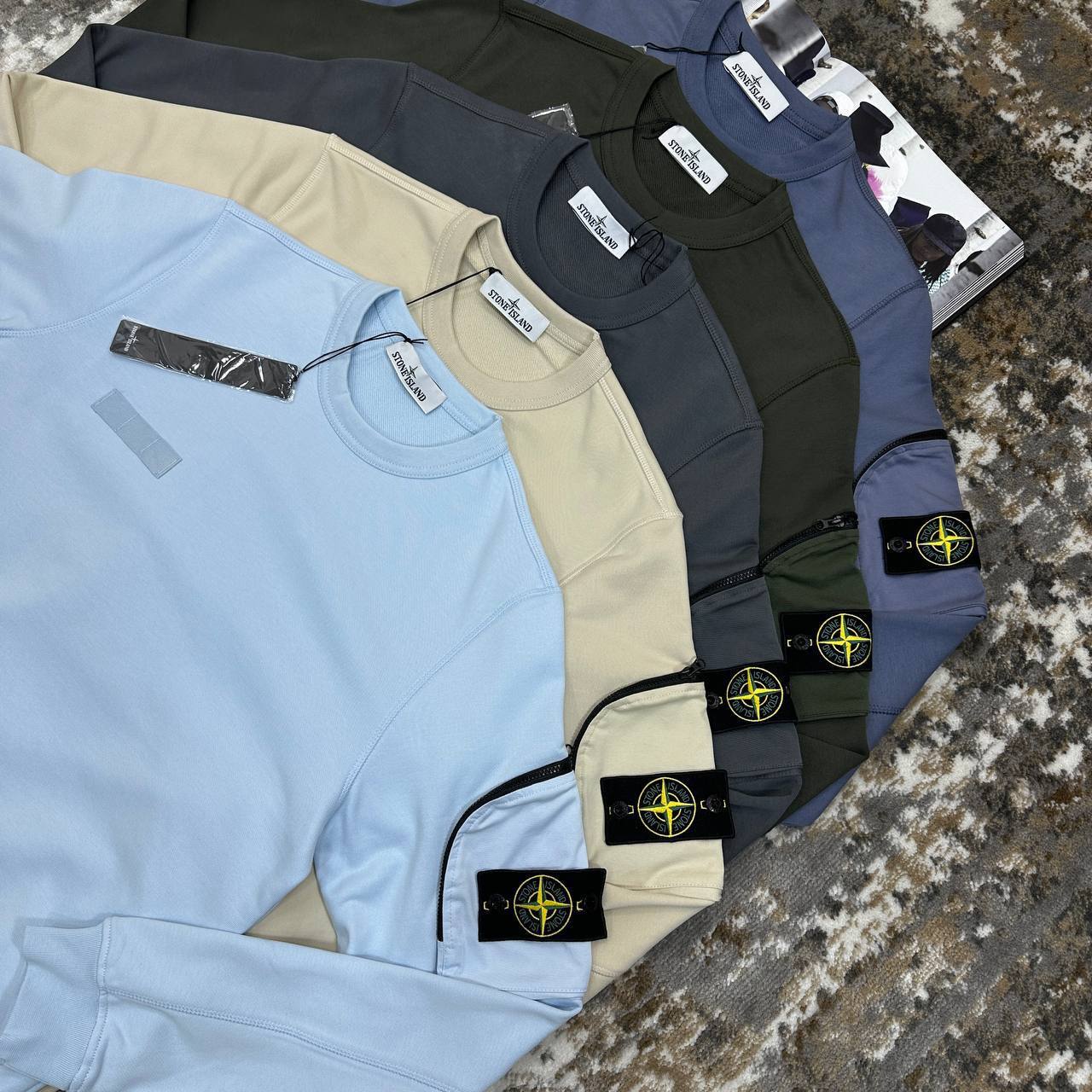 Stone Island Crewneck with Zip Sleeves Sweatshirts & Shorts Sets Mens in Multiple Colors UK Reps AAA Quality