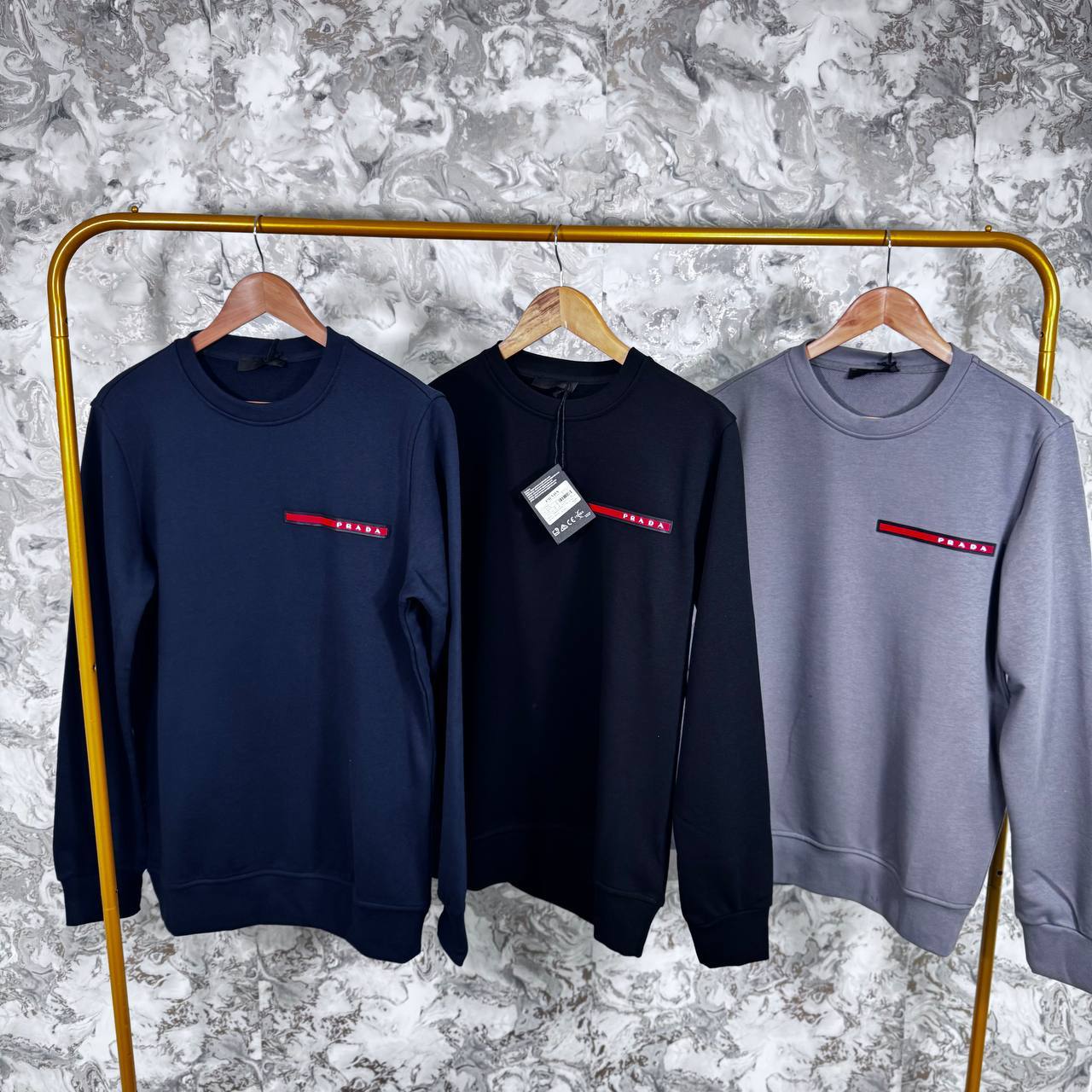 Prada Double Technical Knit Logo Red Label Mens Jumpers in Multiple Colors Best Sale UK Reps AAA Quality