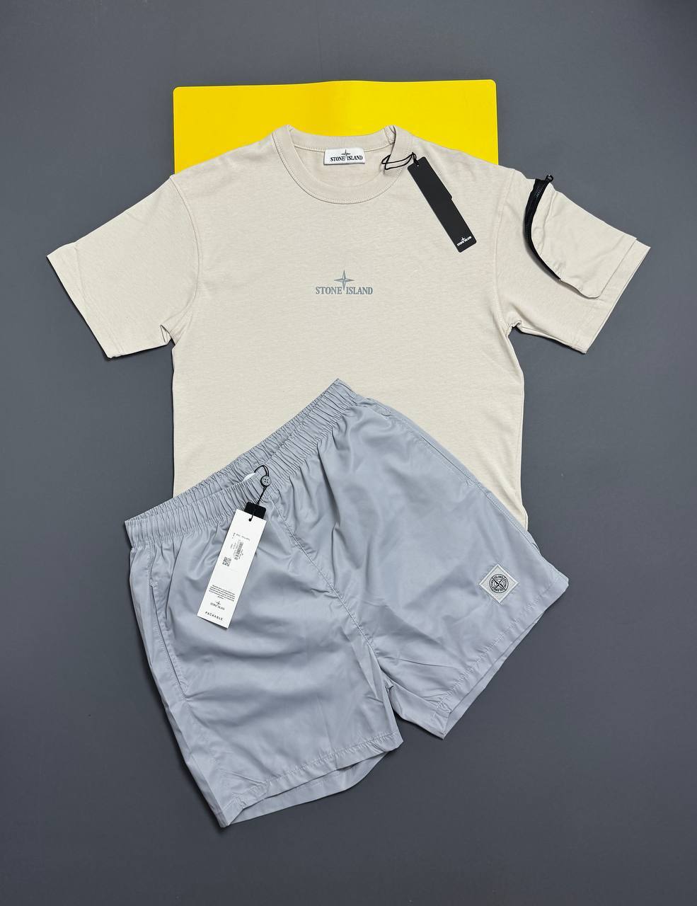 Stone Island Regular Fit Logo Embroidered T-Shirts & Shorts Sets Mens UK Reps AAA Quality