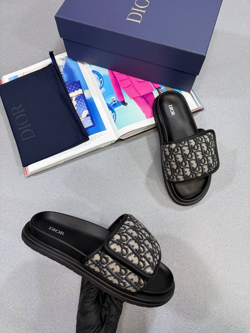 Christian Dior Aqua Sliders Oblique Jacquard in 2 Colors Mens UK Reps AAA Quality