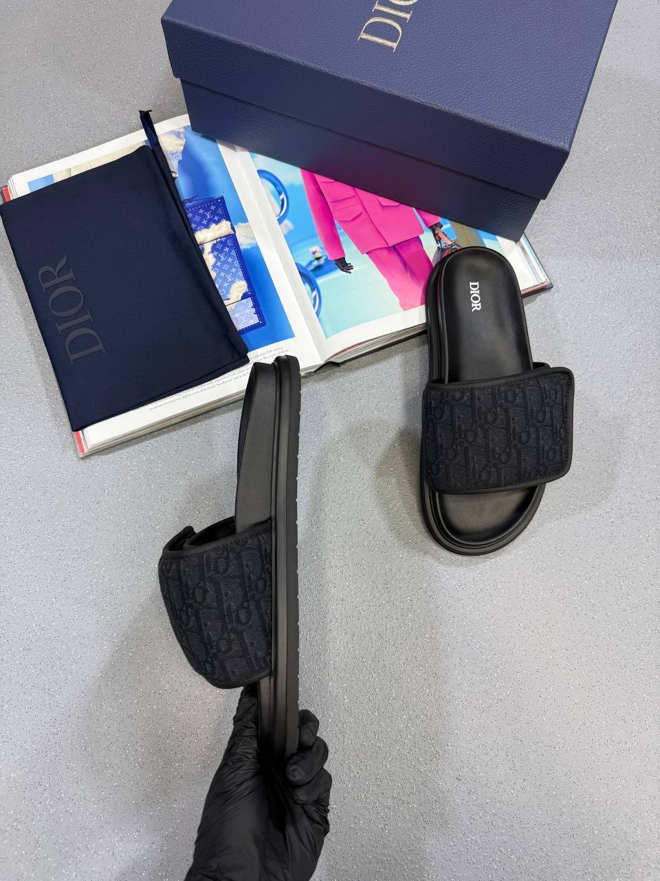 Christian Dior Aqua Sliders Oblique Jacquard in 2 Colors Mens UK Reps AAA Quality