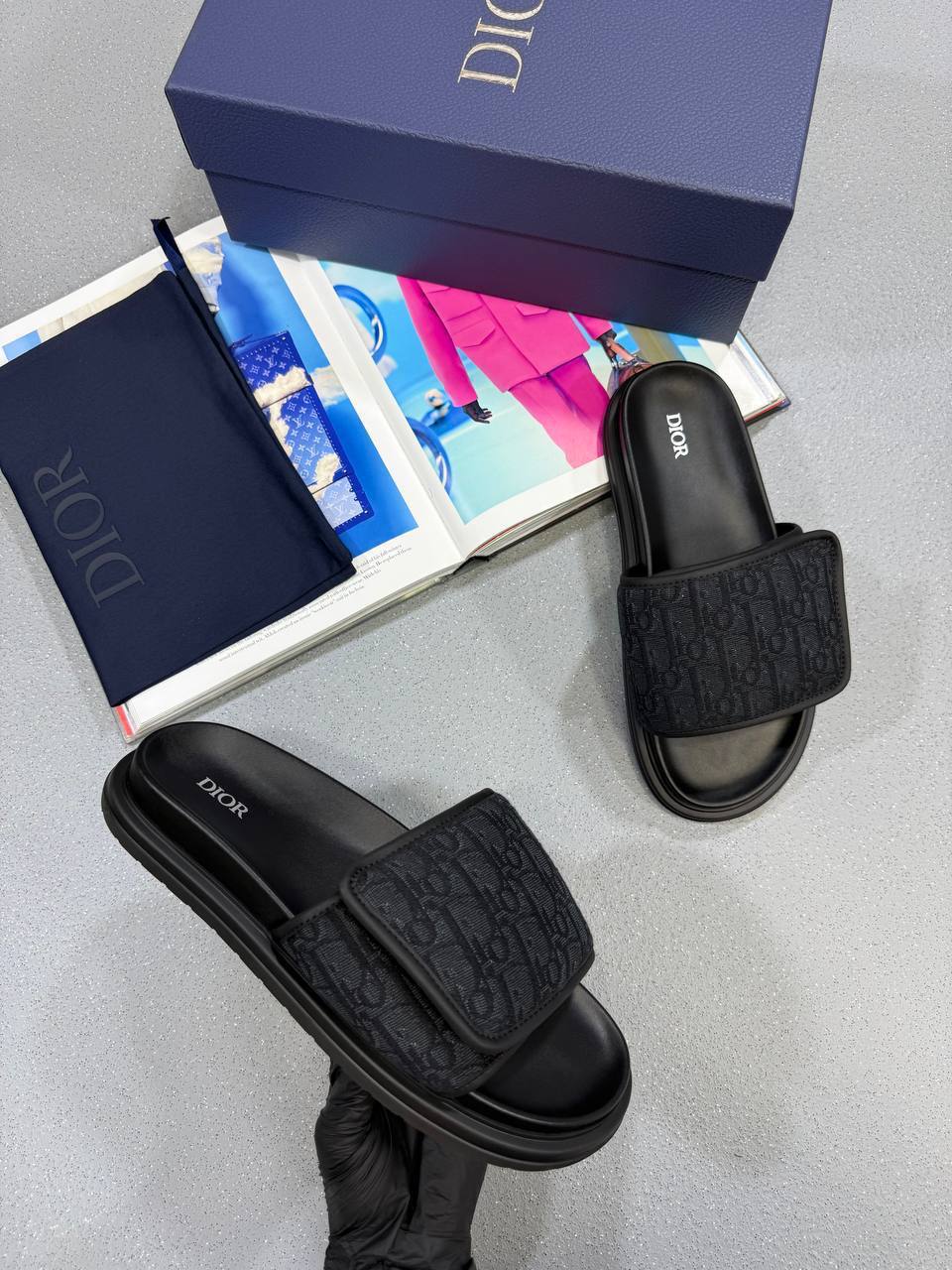 Christian Dior Aqua Sliders Oblique Jacquard in 2 Colors Mens UK Reps AAA Quality