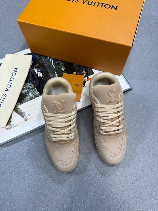 Louis Vuitton LV Distressed Trainers Men's Beige Round Tie Best Sale UK Reps AAA Quality