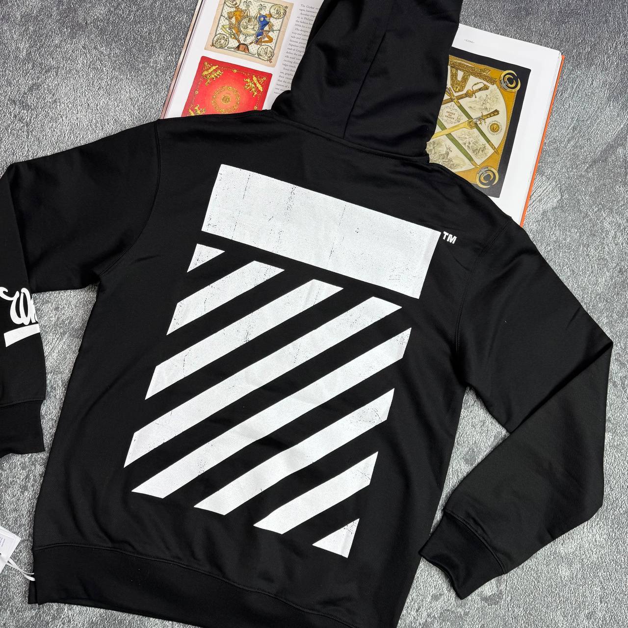 Off-White Black Big Off Diag Skate Hoodie Mens in Black Color Best Sale UK Reps AAA Quality