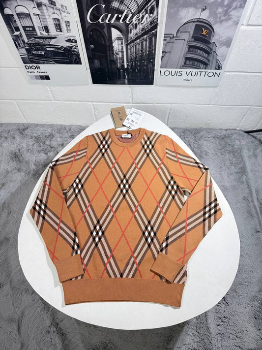 Burberry Nova Check Long-Sleeve Brown Sweatshirt Mens Best Sale UK Reps AAA Quality