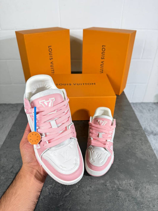 Louis Vuitton LV Low Top Trainers in Pink Womens Best Sale UK Reps AAA Quality