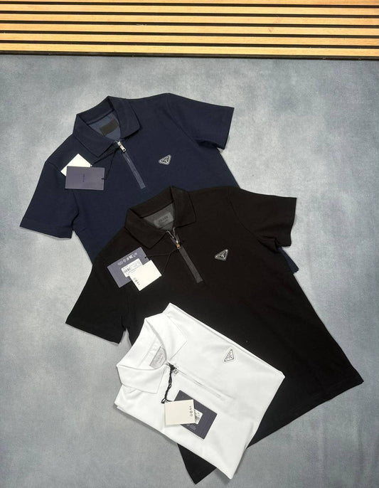 Prada Quater Zip Polo Shirts Mens in Multiple Colors UK Reps AAA Quality