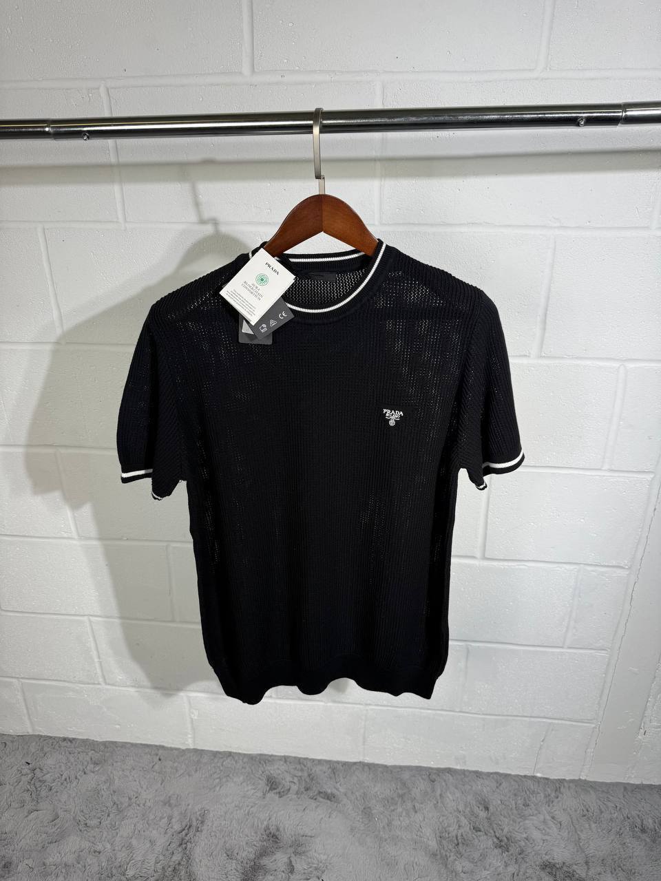 Prada Silk And Cotton Crew-Neck Knitted T-Shirts Mens in Multiple Colors UK Reps AAA Quality