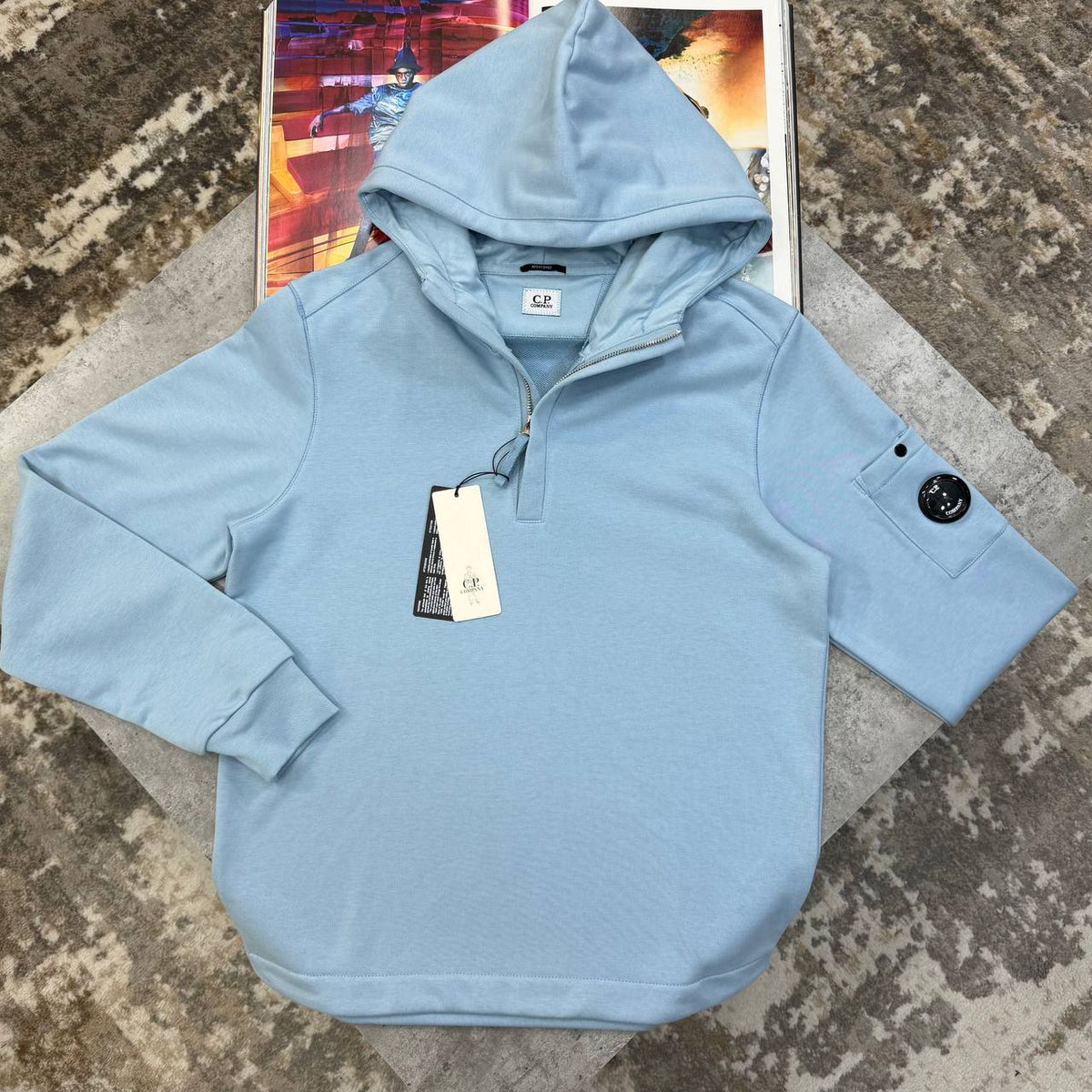 C.P. Company Light Fleece Half-Zip Lens Hoodie Men Collection UK Reps Quality