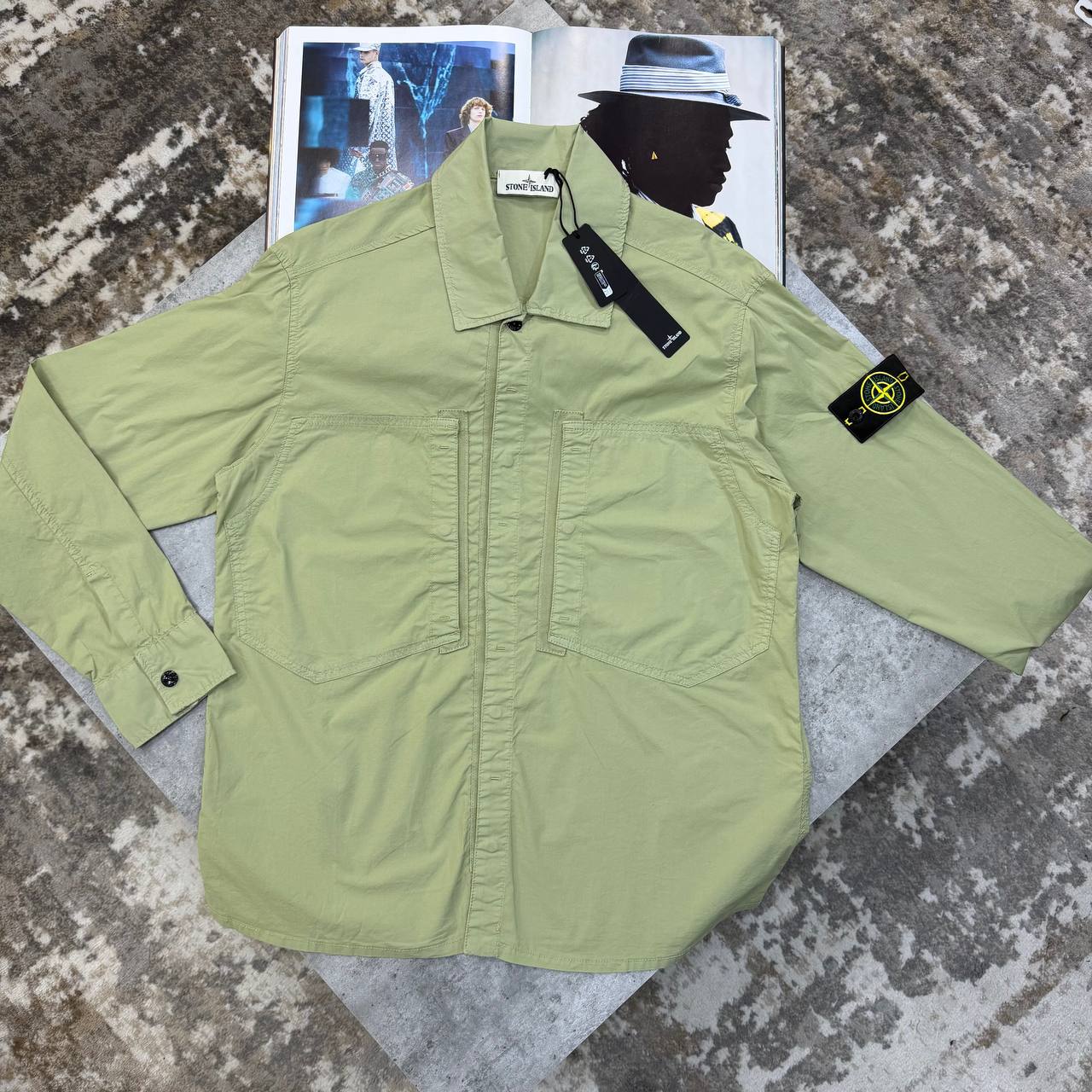 Stone Island Compass Badge Overshirt Mens Light Pistachio UK Reps AAA Quality
