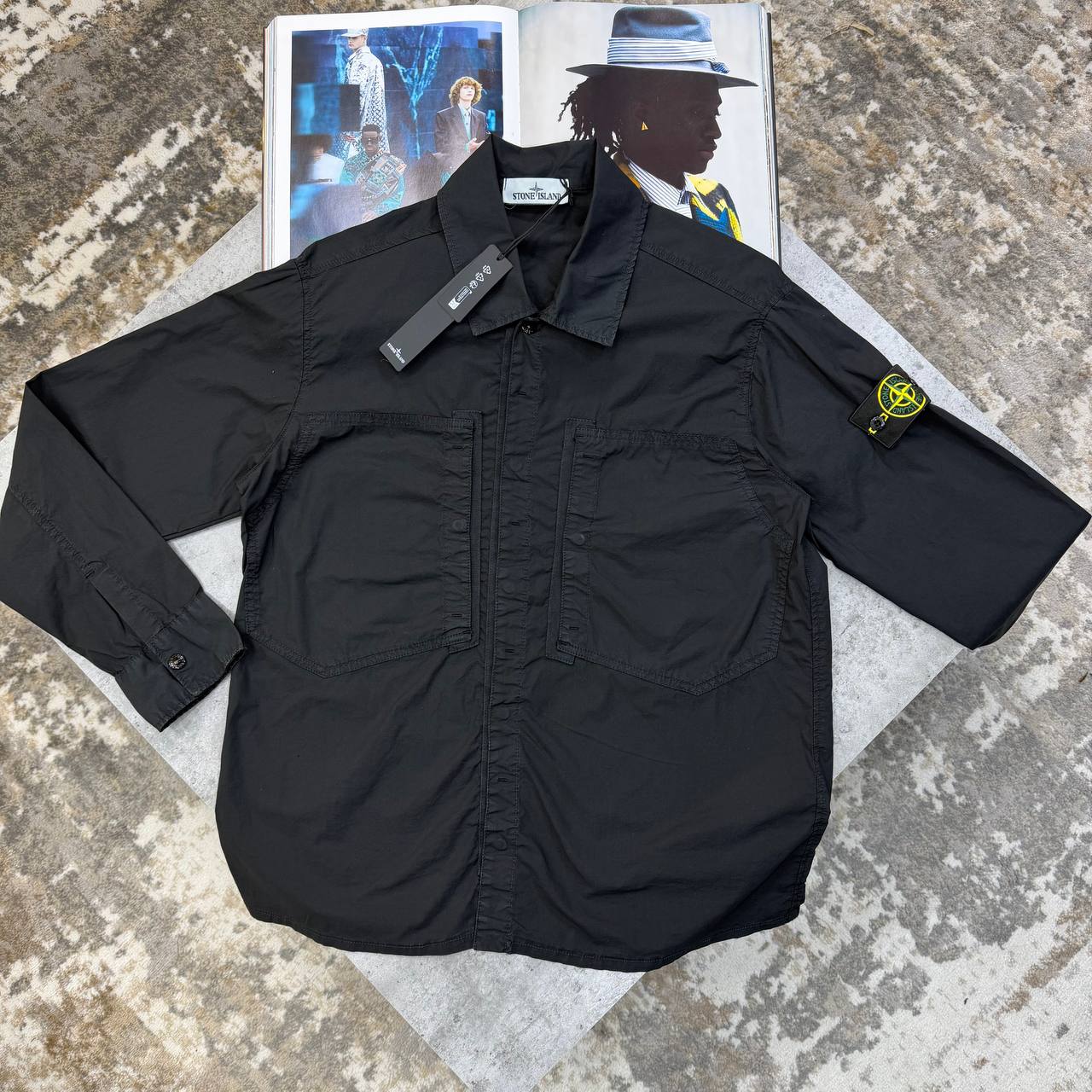 Stone Island Compass Badge Overshirt Black Mens UK Reps AAA Quality