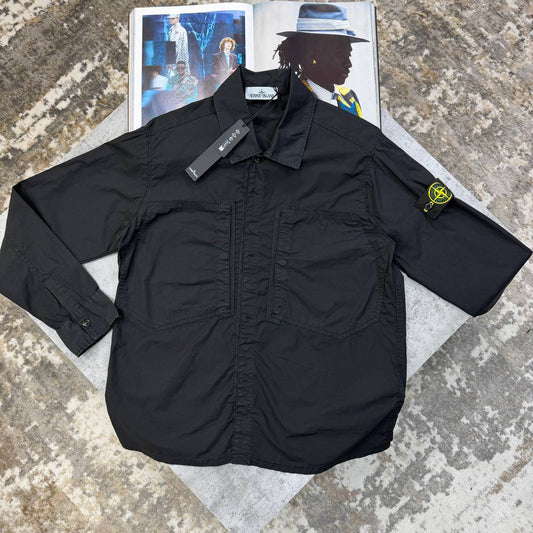 Stone Island Compass Badge Overshirt Black Mens UK Reps AAA Quality