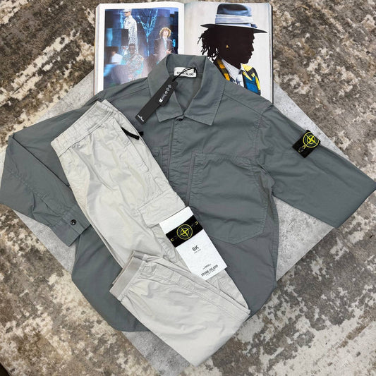 Stone Island Cotton Signature Overshirt & Cargo Pant Men UK Reps AAA Quality