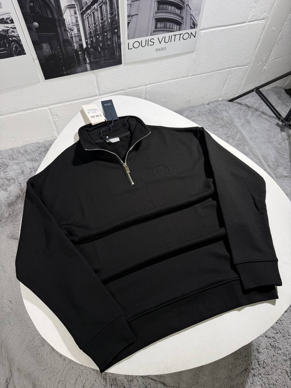 Christian Dior CD Icon Collared Half Zip Cotton Mens Jumpers in 2 Colors Best Sale UK Reps AAA Quality