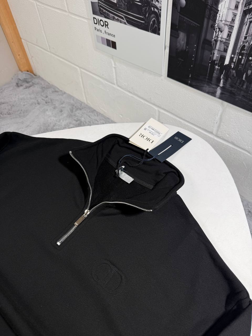 Christian Dior CD Icon Collared Half Zip Cotton Mens Jumpers in 2 Colors Best Sale UK Reps AAA Quality