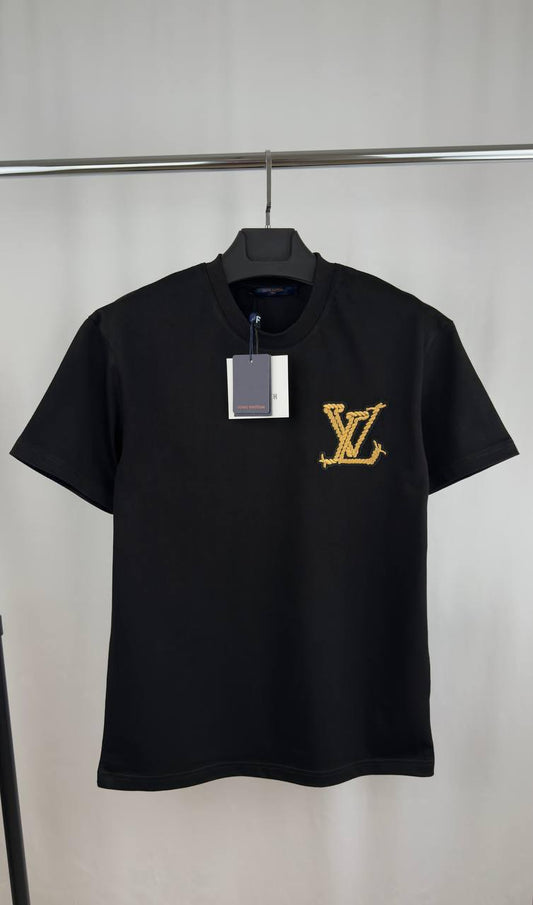Louis Vuitton Embroidered Signature Ready to Wear Short Sleeve T-Shirt Mens in 2 Colors Best Sale UK Reps AAA Quality