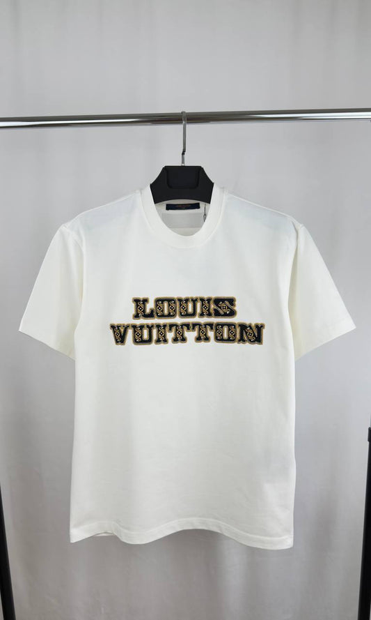 Louis Vuitton Letter Logo Short Sleeve T-Shirt Mens in 2 Colors Best Sale UK Reps AAA Quality
