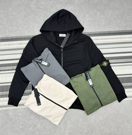 Stone Island Regular-Fit Zipper-Up Hooded Compass Badge Hoodie Mens in Multiple Colors Best Sale UK Reps AAA Quality