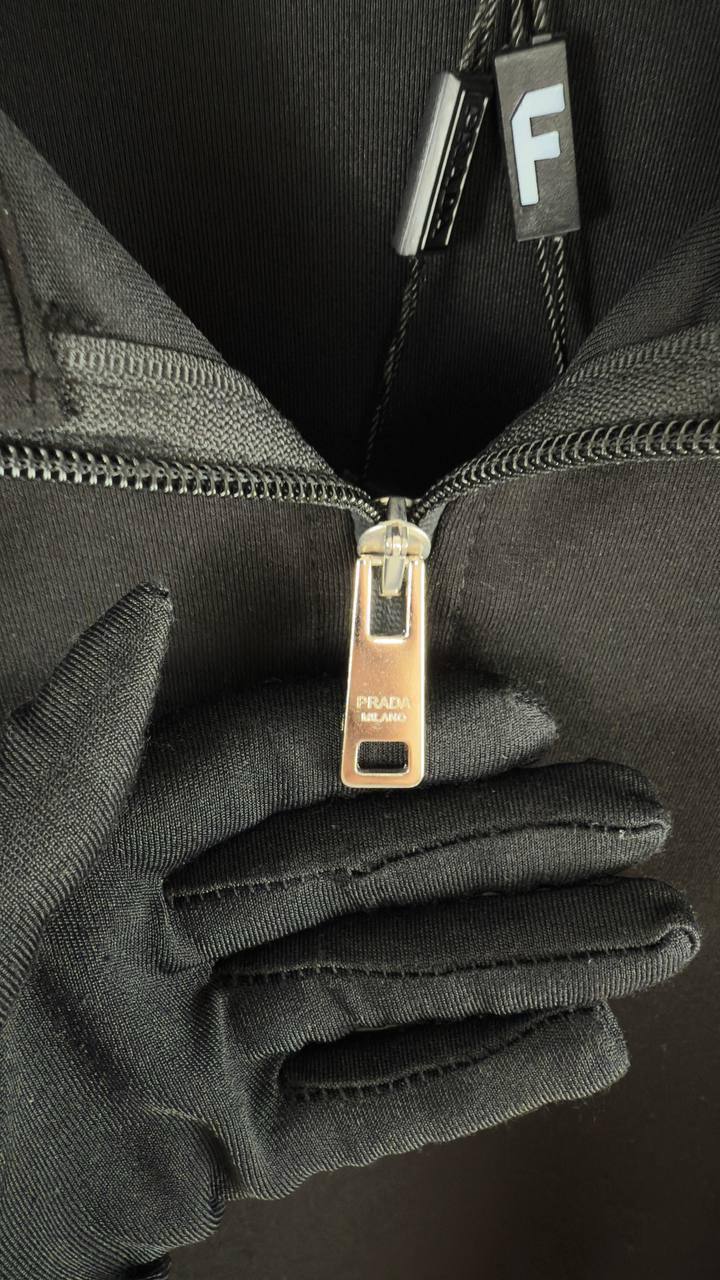 Prada Triangle Logo Half Zip Long Sleeve Cotton Mens Jumpers in 2 Colors Best Sale UK Reps AAA Quality