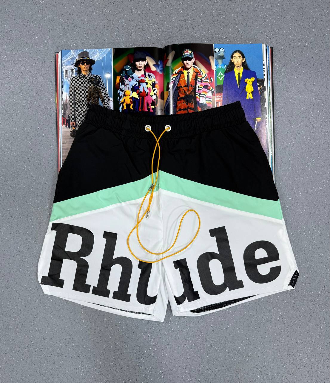 Rhude Awakening Straight-Leg Colour-Block Logo-Print Mens Shorts in Multiple Colors Best Sale UK Reps AAA Quality