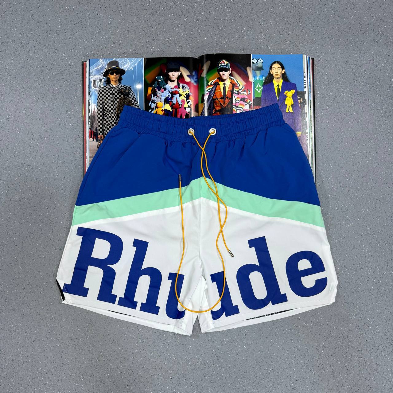 Rhude Awakening Straight-Leg Colour-Block Logo-Print Mens Shorts in Multiple Colors Best Sale UK Reps AAA Quality