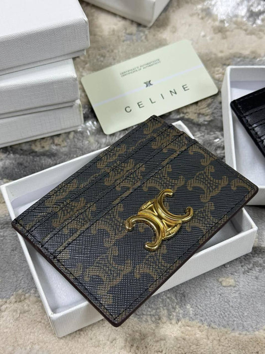 Celine Triomphe Canvas Card Holder Mens in Brown Color Best Sale UK Reps AAA Quality