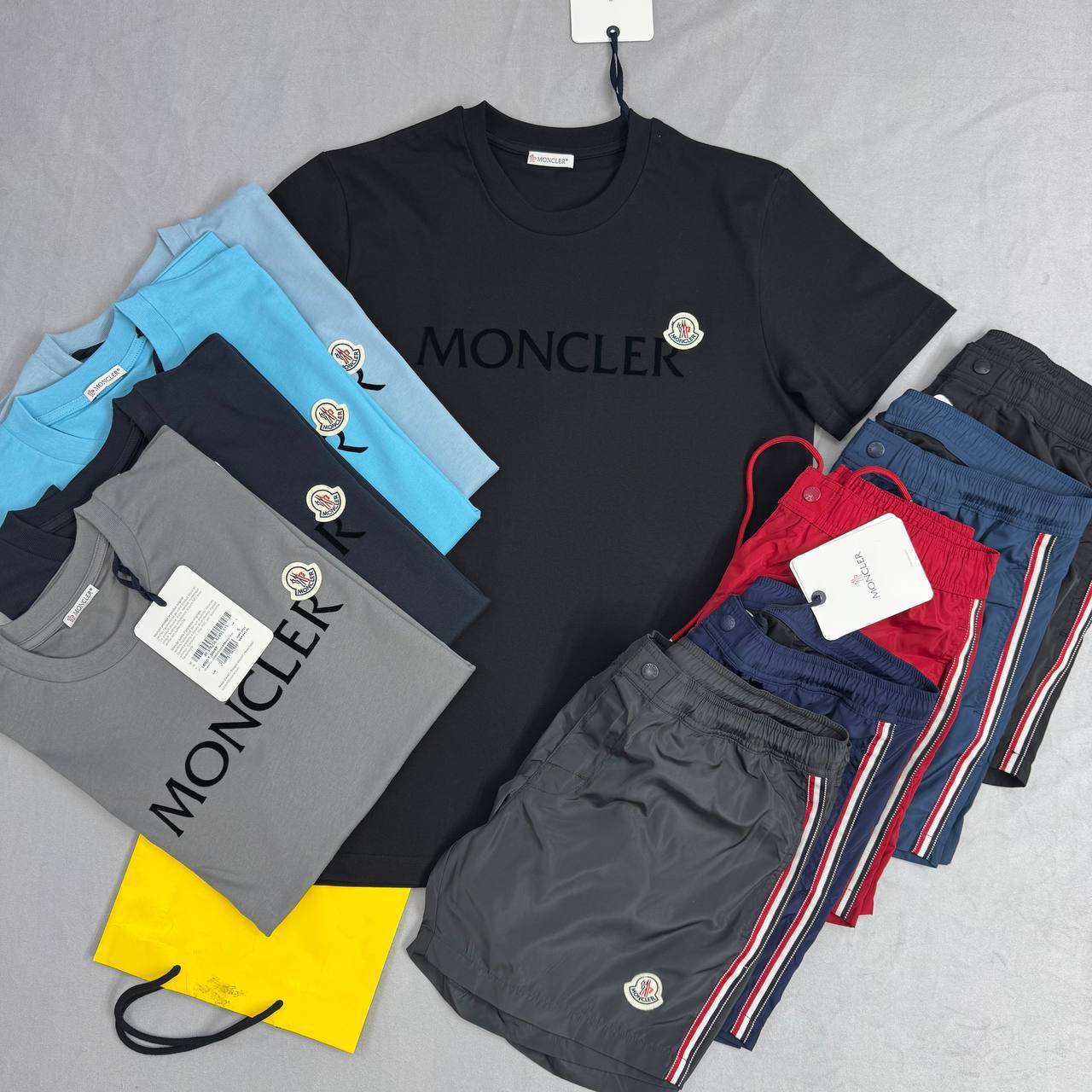 Moncler Embroidered  Logo-Print Cotton T-Shirts & Shorts Sets Mens in Multiple Colors UK Reps AAA Quality