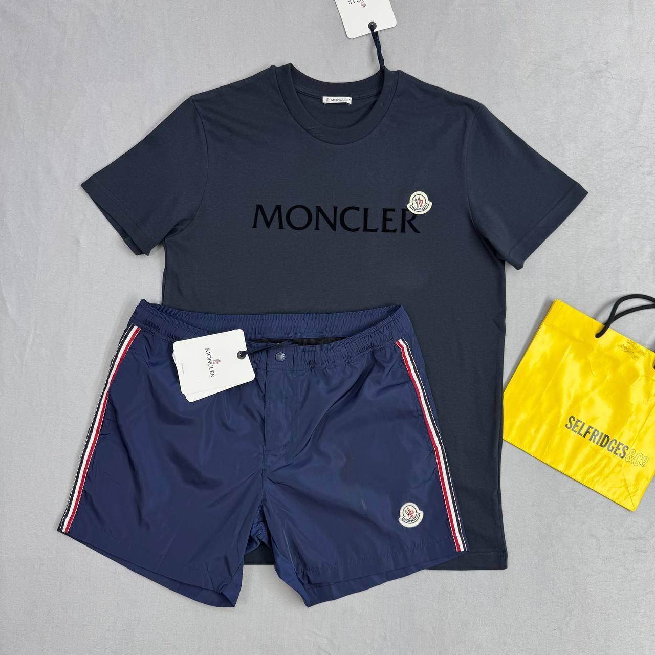 Moncler Embroidered  Logo-Print Cotton T-Shirts & Shorts Sets Mens in Multiple Colors UK Reps AAA Quality