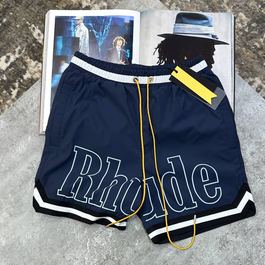Rhude Logo Nylon Shorts Navy Color Shorts UK Reps Superclone Quality