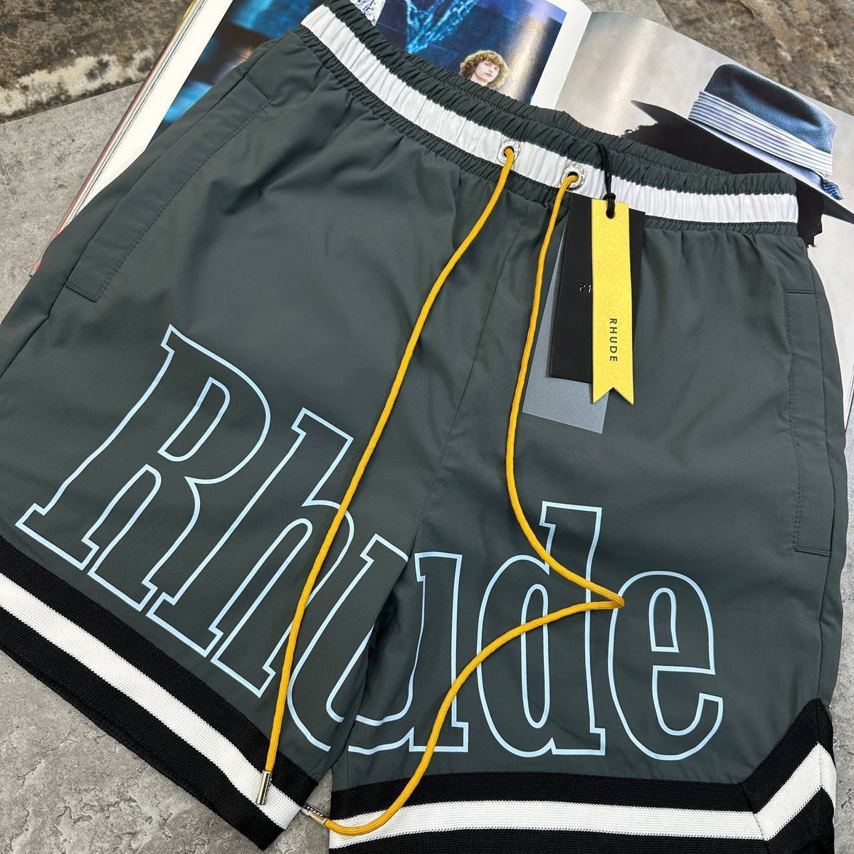 Rhude Logo Nylon Shorts Charcoal Color Shorts UK Reps Superclone Quality