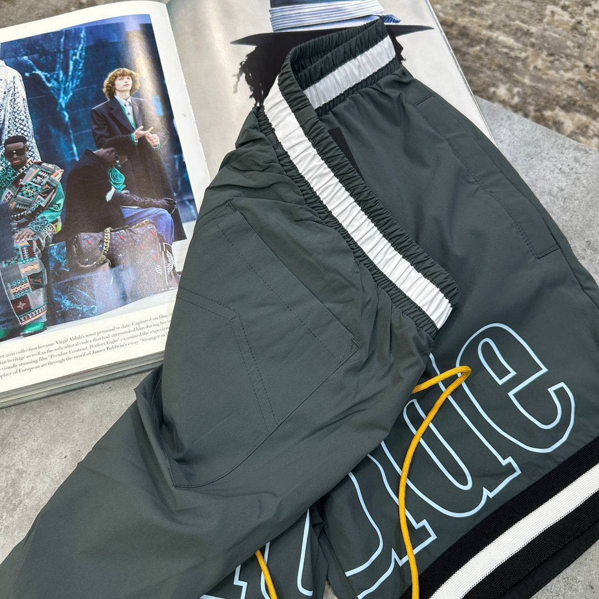 Rhude Logo Nylon Shorts Charcoal Color Shorts UK Reps Superclone Quality