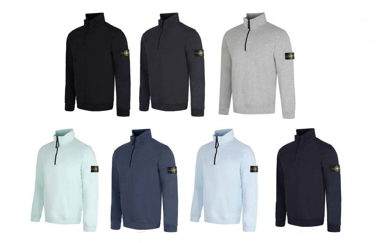 Stone Island Badge Half-Zip Cotton Sweatshirts Mens in Multiple Colors Best Sale UK Reps AAA Quality