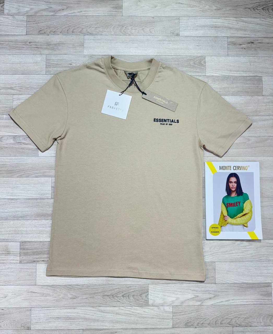 Essentials Fear of God Light Oatmeal Short Sleeve T-Shirts Mens in Multiple Colors Best Sale UK Reps AAA Quality