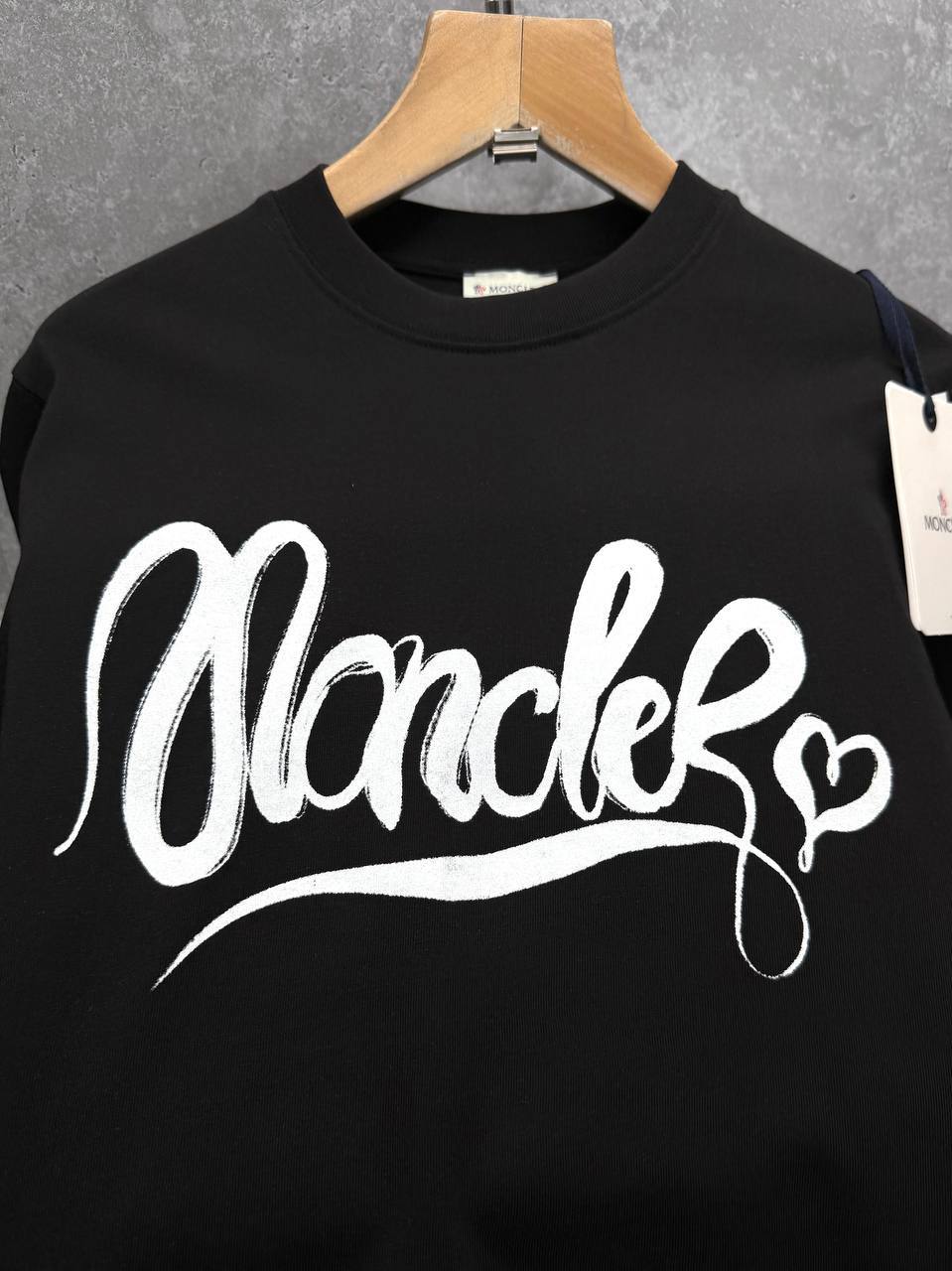 Moncler Calligraphy Logo Cotton T-Shirt Mens in 2 Colors Best Sale UK Reps AAA Quality