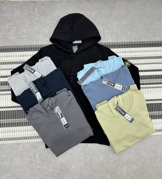 Stone Island Logo Fleece Hood Cotton Mens Hoodie in Multiple Colors Best Sale UK Reps AAA Quality
