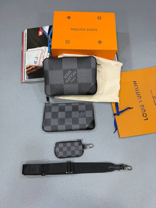 Louis Vuitton Damier Graphite Trio Crossbody Messenger Mens Bag UK Reps AAA Quality