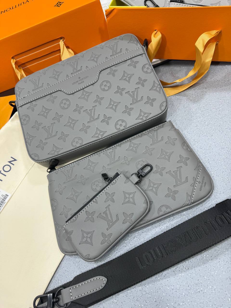 Louis Vuitton LV Monogram Shadow Trio Messenger Bag For Men in 2 Colors UK Reps AAA Quality