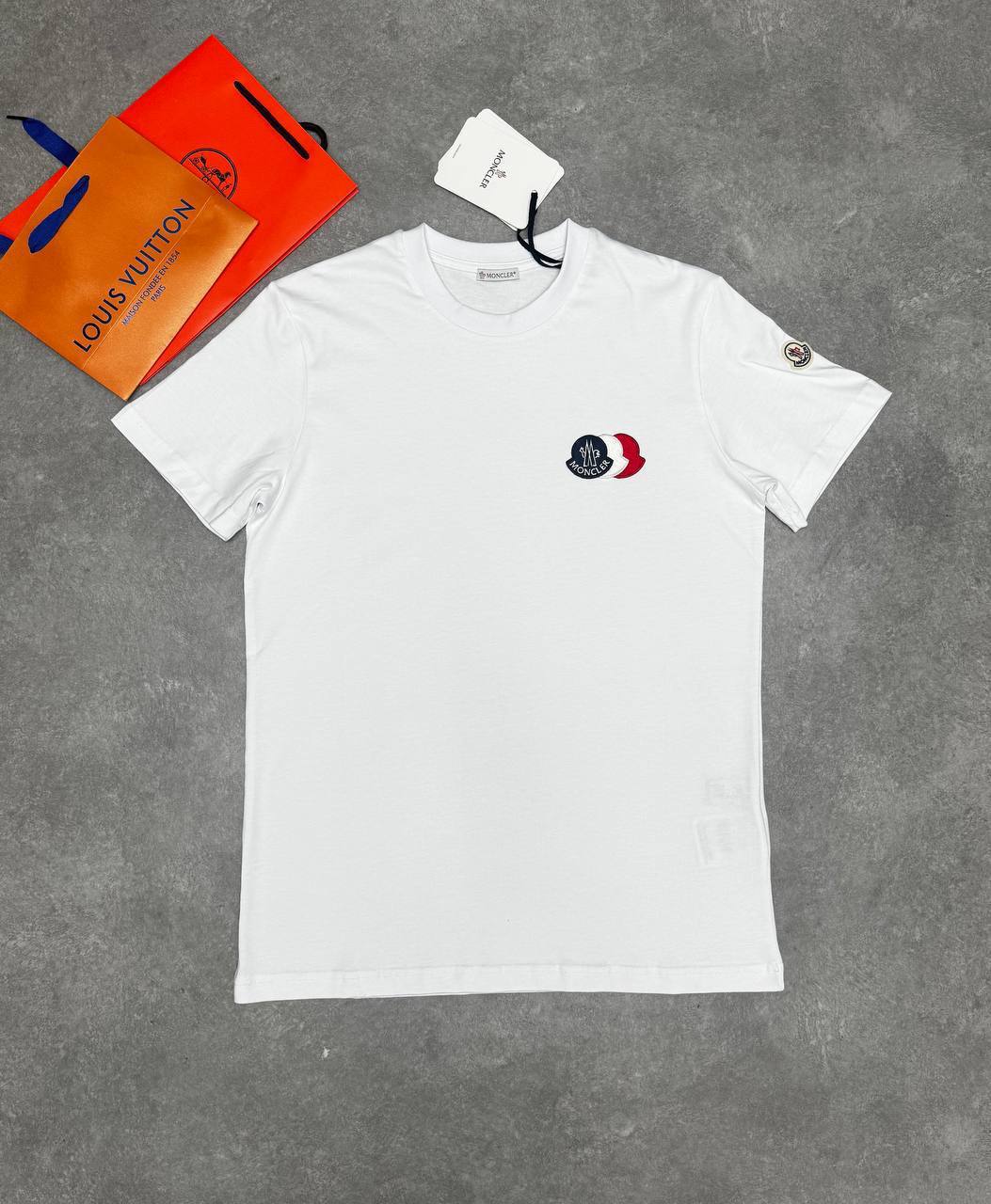 Moncler Embroidered Tricolour Logo Cotton T-Shirts Mens in Multiple Colors UK Reps AAA Quality