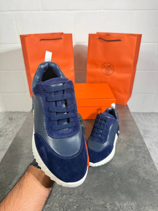 Hermes Navy Bouncing Sports Sneakers Men's Best Sale UK Reps AAA Quality