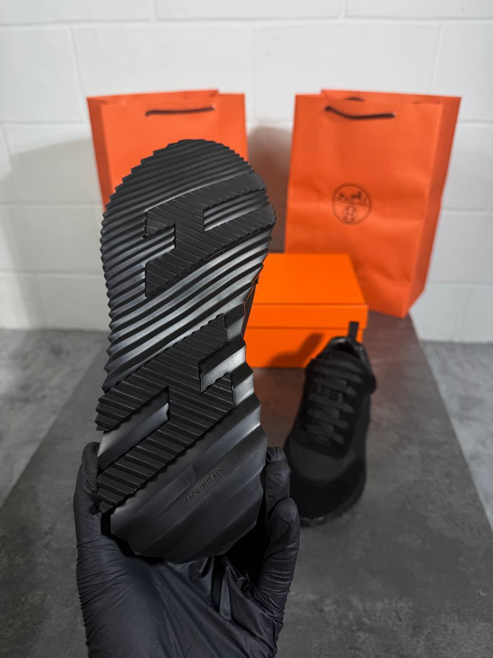 Hermes Full Black Bouncing Sports Sneakers Men's Best Sale UK Reps AAA Quality