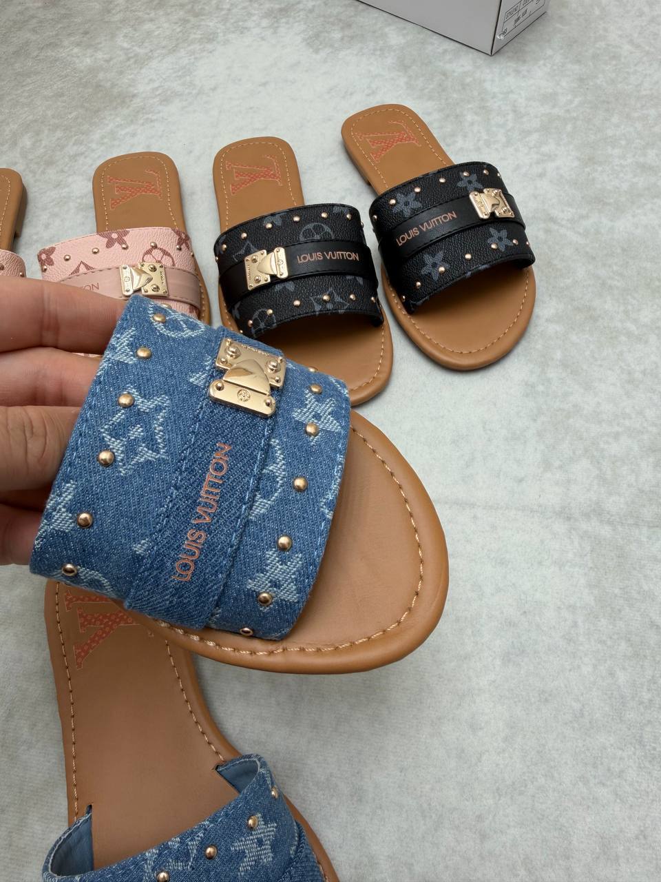 Louis Vuitton Lock It Women's Sliders in Multiple Colors UK Reps AAA Quality