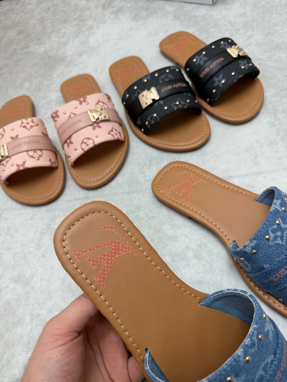 Louis Vuitton Lock It Women's Sliders in Multiple Colors UK Reps AAA Quality
