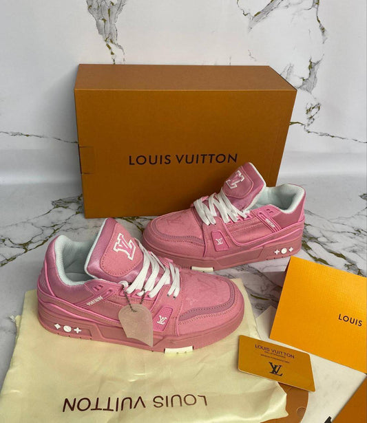 Louis Vuitton Pink Monogram Womens Trainers UK Reps AAA Quality