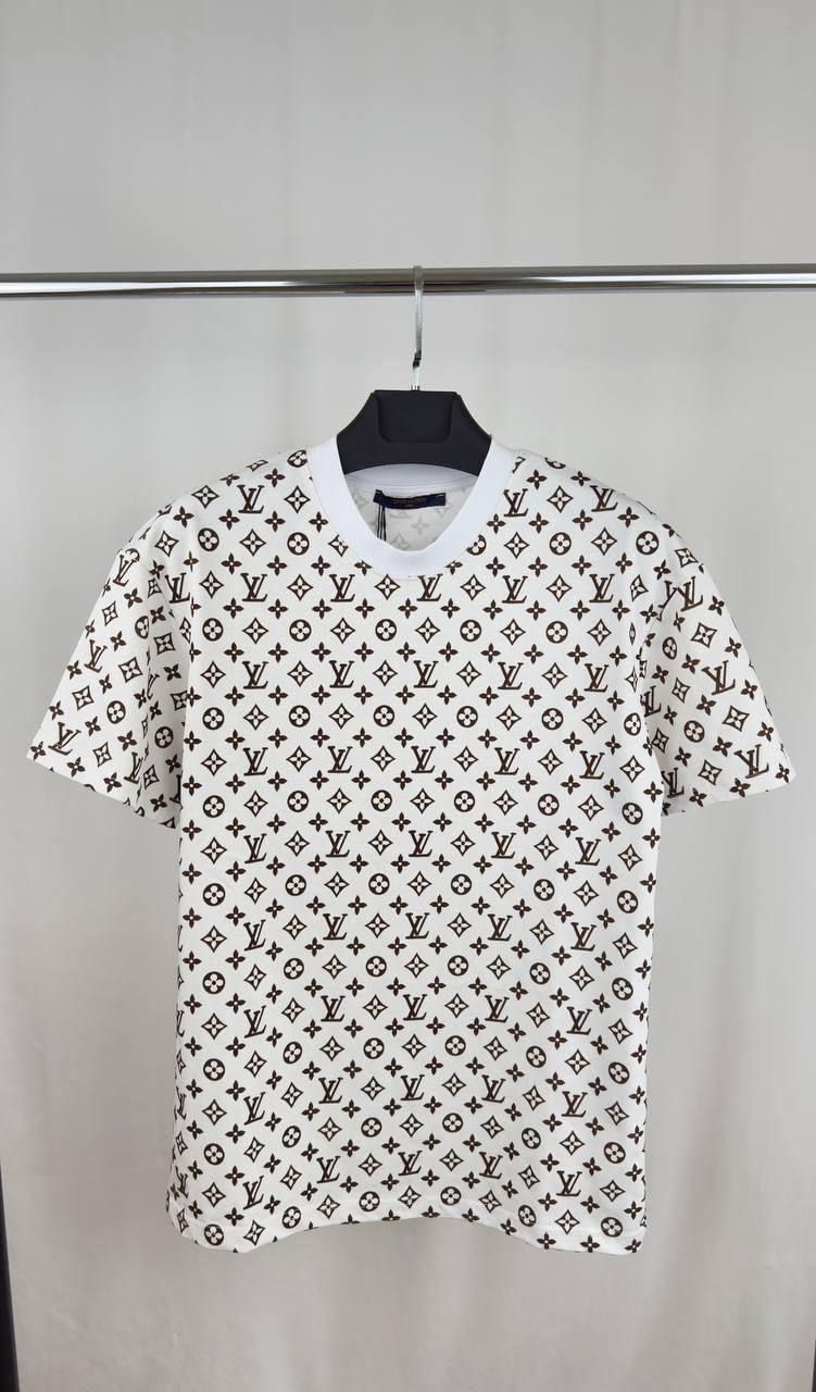 Louis Vuitton Monogram Print T-Shirt Mens in 2 Colors Best Sale UK Reps AAA Quality